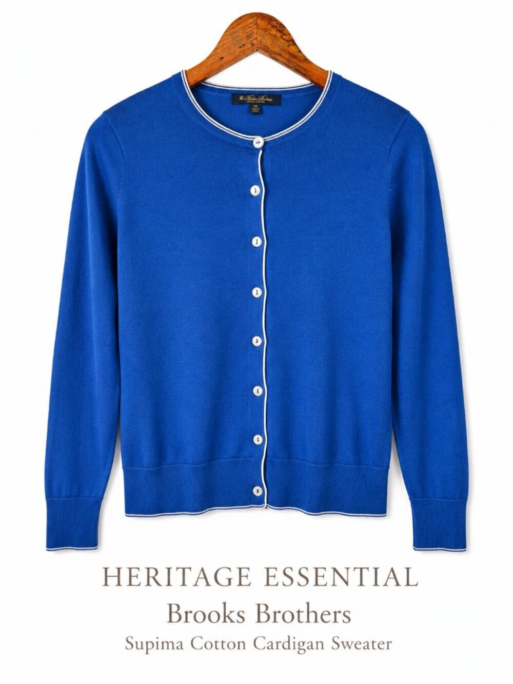 Brooks Brothers Supima Cotton Blue Tipped Cardigan Sweater XS